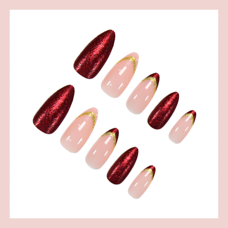 Artificial nail set with luxurious glitter embellishments and stiff tips Kalsten