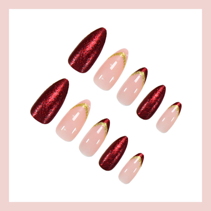 Artificial nail set with luxurious glitter embellishments and stiff tips Kalsten
