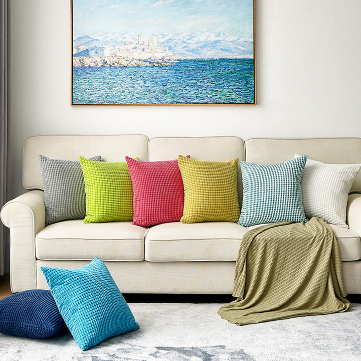Square cushion cover with textured waffle chenille and concealed zipper Kalsten