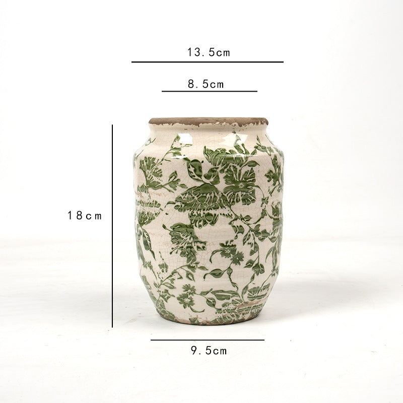 Floral ceramic flower pot with artistic pattern Kalsten