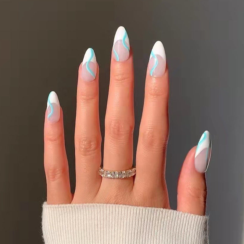 Artful Nail Extensions in an Elegant Design with Colorful Accents Kalsten