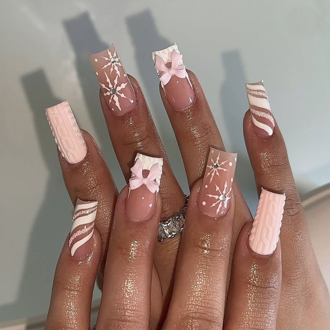 Artificial nail set with festive Christmas motifs Kalsten