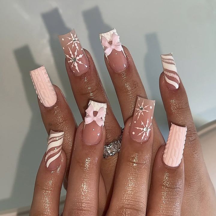 Artificial nail set with festive Christmas motifs Kalsten