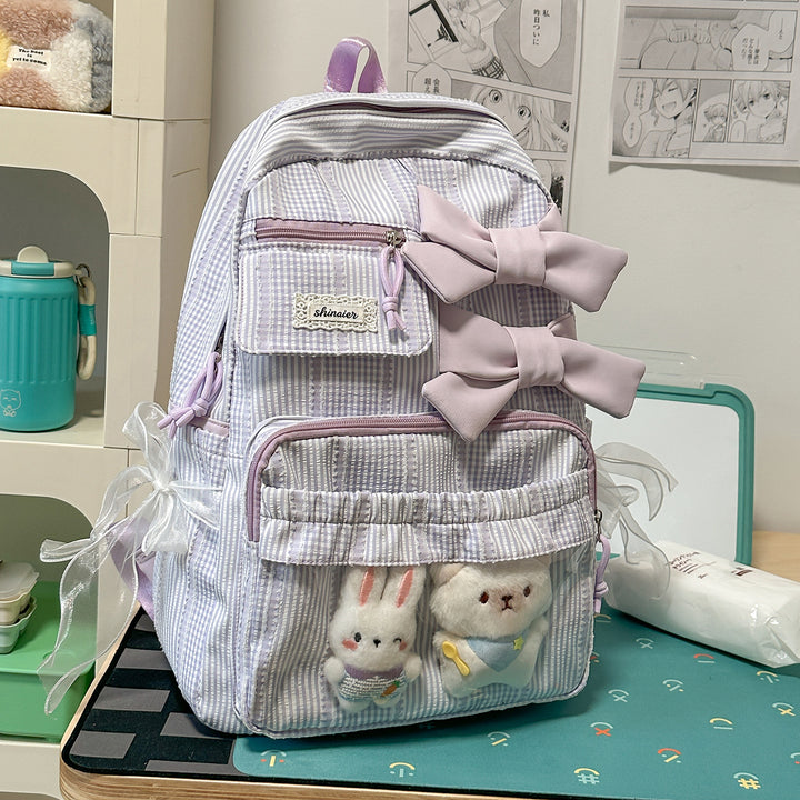 Decorative Bow-Embellished School Backpack Kalsten