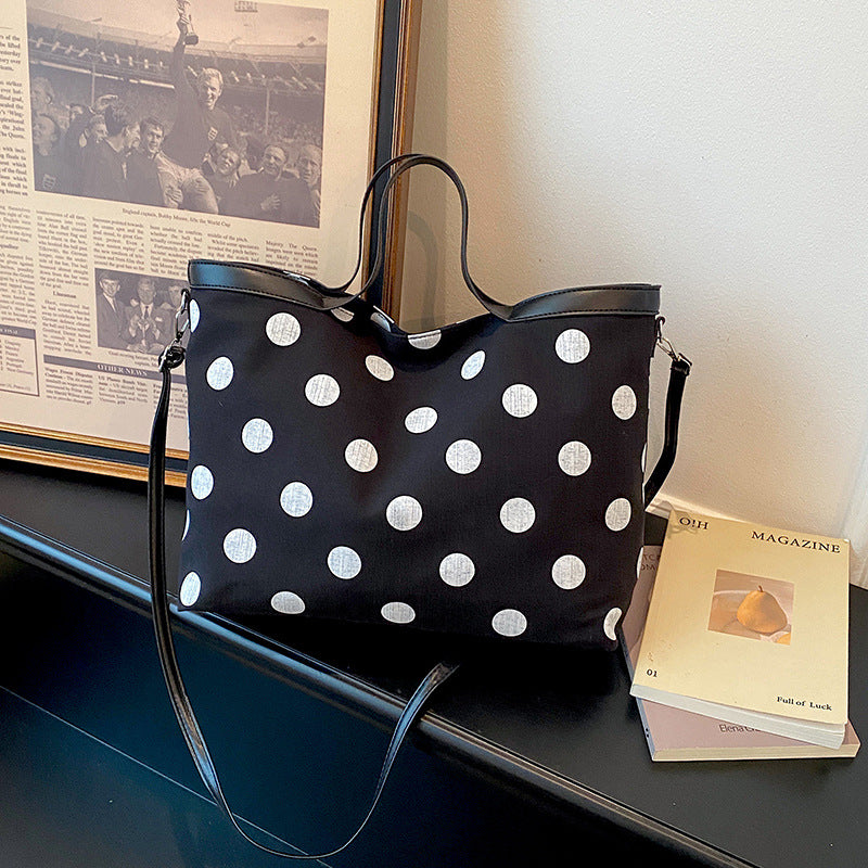 Polka Dot Canvas Tote Bag