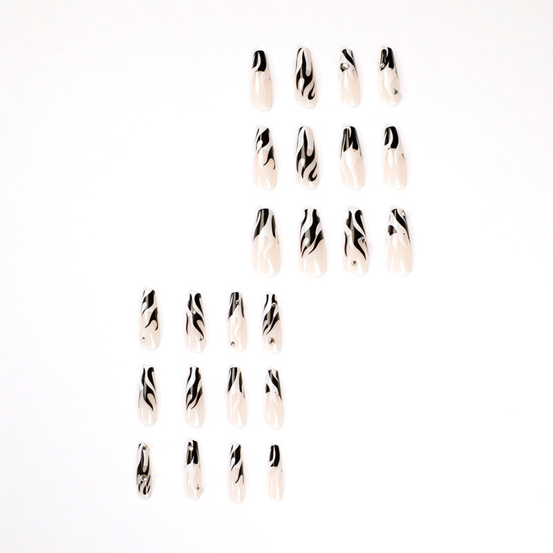 Artful Nail Extensions with Elegant Fire Pattern Kalsten