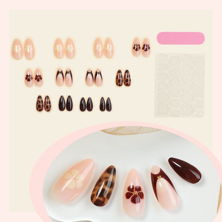 Artistic Press-On Nail Kit with Floral and Animal Prints kalsten