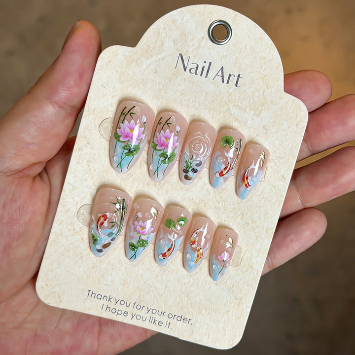 Artistic Floral Press-On Nail Set Kalsten