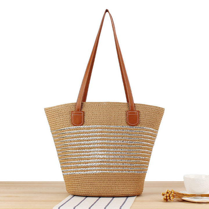 Straw bag in modern stripe look Kalsten