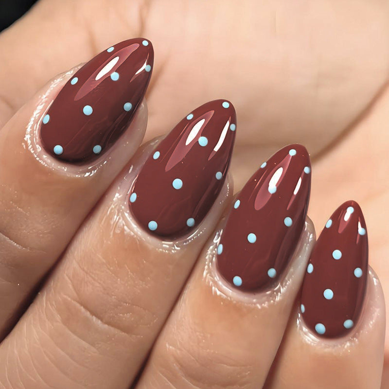Acrylic nail set with elegant polka dot patterns Kalsten