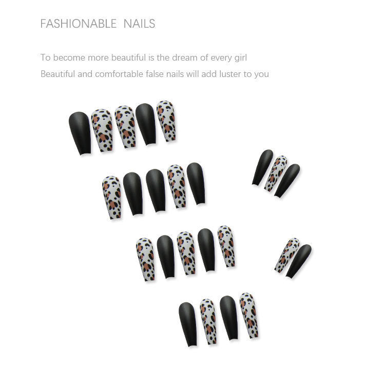 Artificial nail set with trendy leopard pattern and elegant matte finish Kalsten