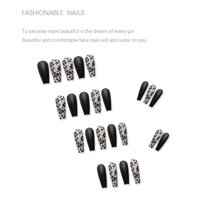 Artificial nail set with trendy leopard pattern and elegant matte finish Kalsten