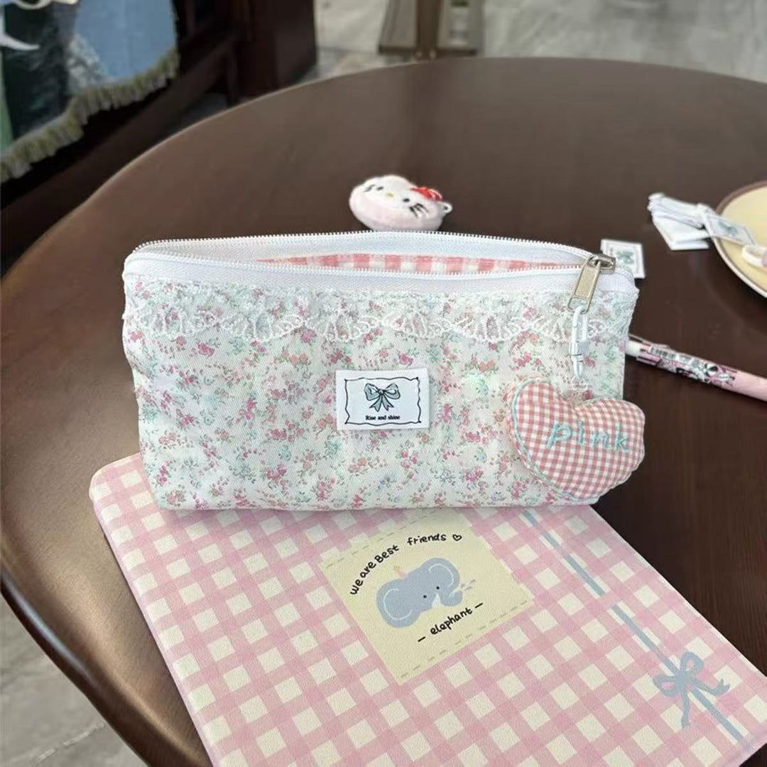 Floral Embellished Pencil Case