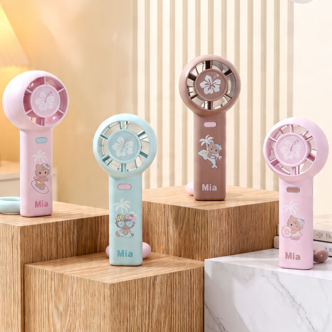 Women's Portable Handheld Fan with Ergonomic Design and Cute Kalsten  Motif