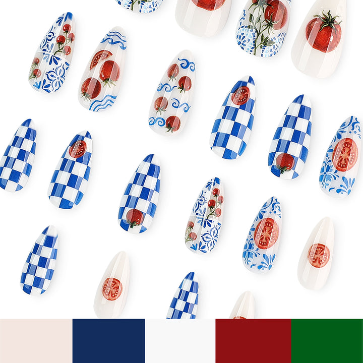Artistic Stiletto Nails with Cheerful Tomato Design Kalsten