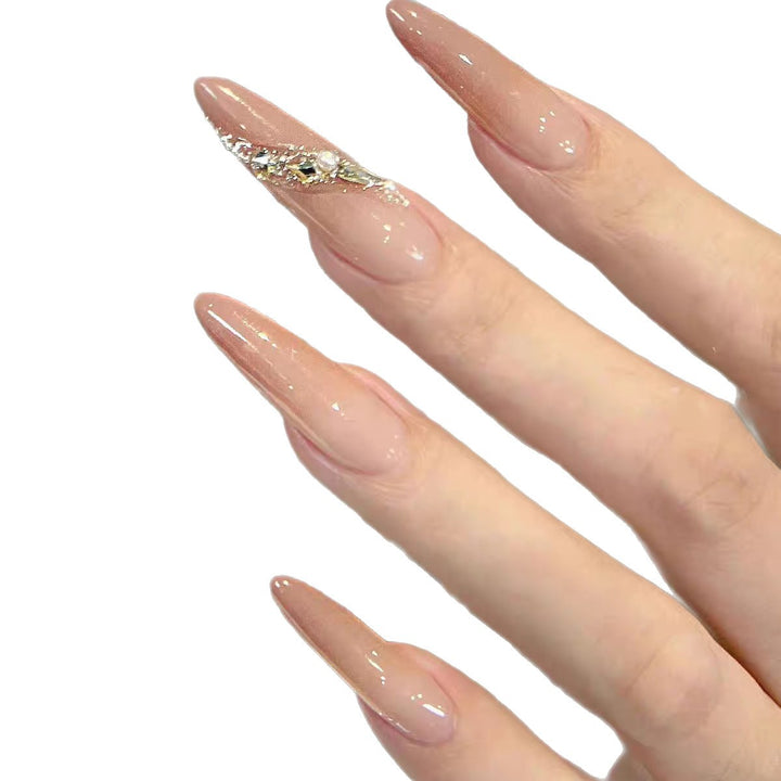 Elegant Stiletto-Style Press-On Nails with Gemstone Accents Kalsten