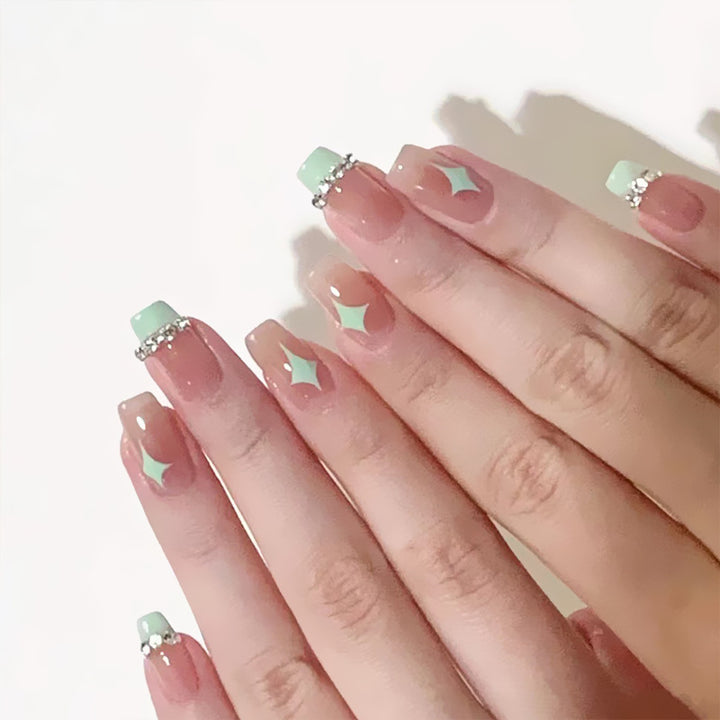 Acrylic nail set with elegant geometric decorations Kalsten