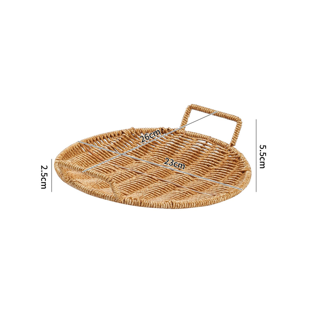 Handwoven Round Serving Tray with Ergonomic Handles Kalsten