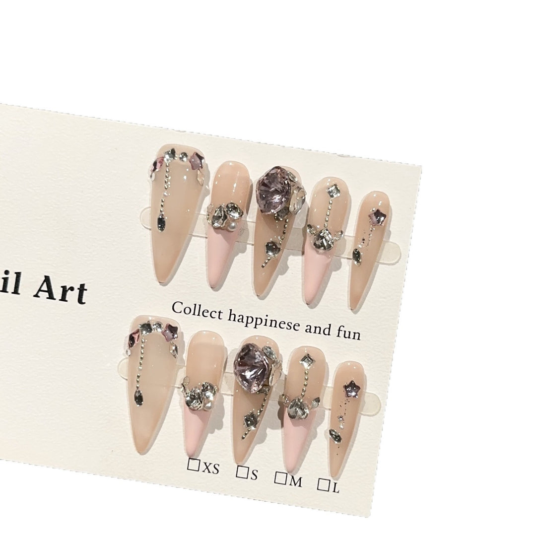 Elegant Rhinestone-Embellished Press-On Nails 1790730559