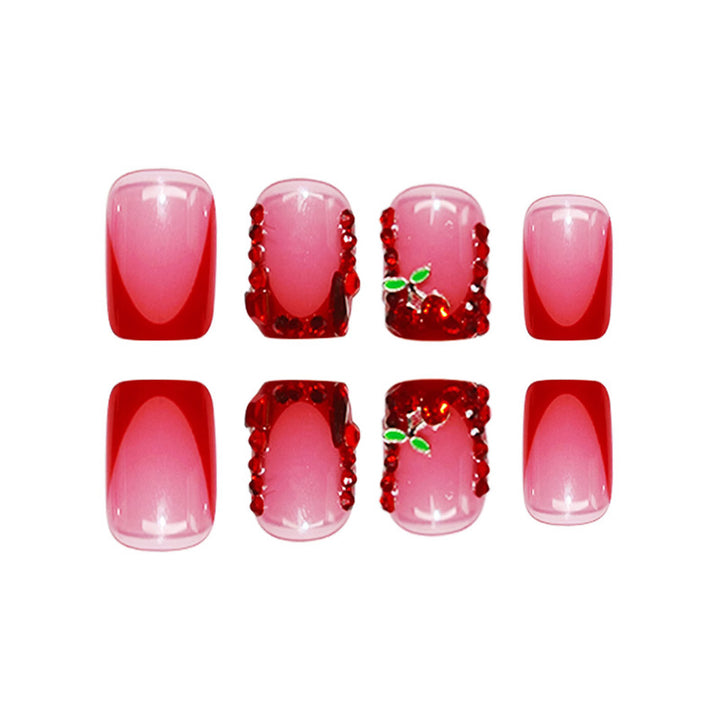 Artistic Press-On Nail Set with Floral Embellishments Kalsten