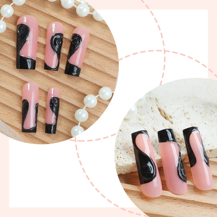 Artistic Gel Press-On Nail Set with Dripping Design kalsten