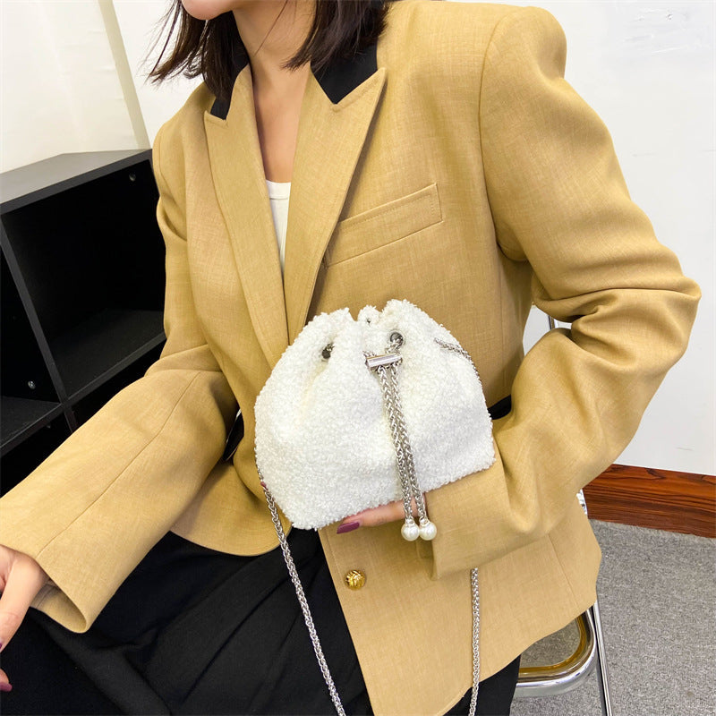 Textured Drawstring Handbag