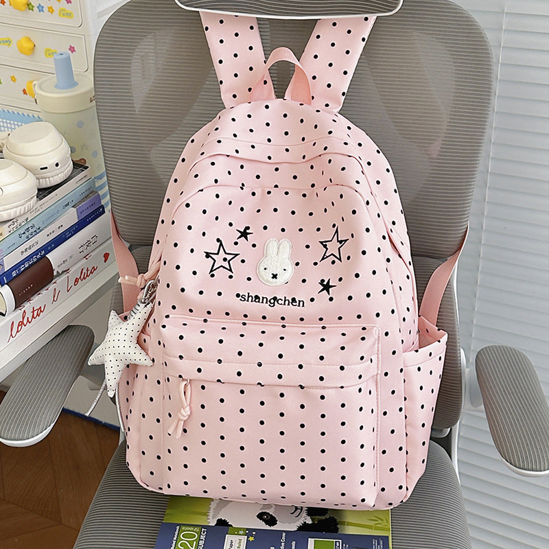 Playful Polka Dot Bunny-Themed Backpack Kalsten