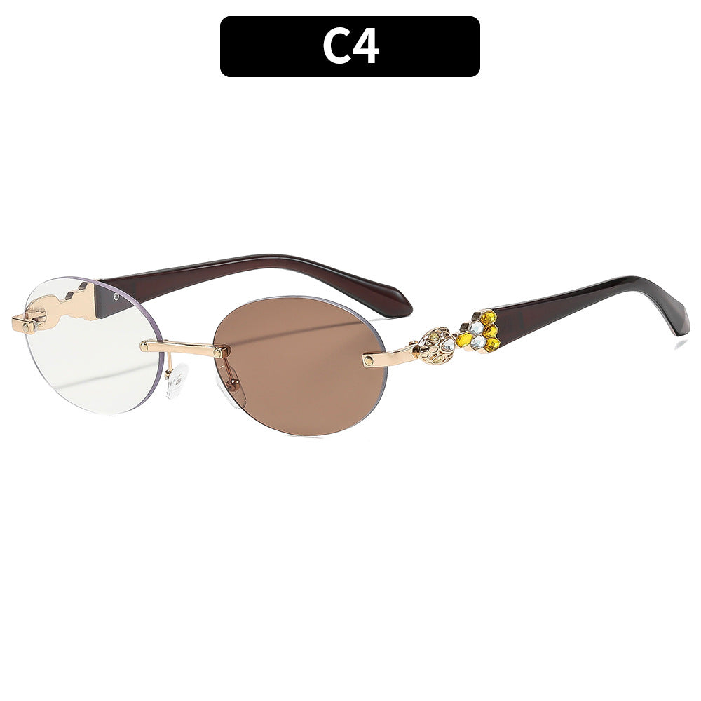 Artistic Dual-Lens Oval Sunglasses