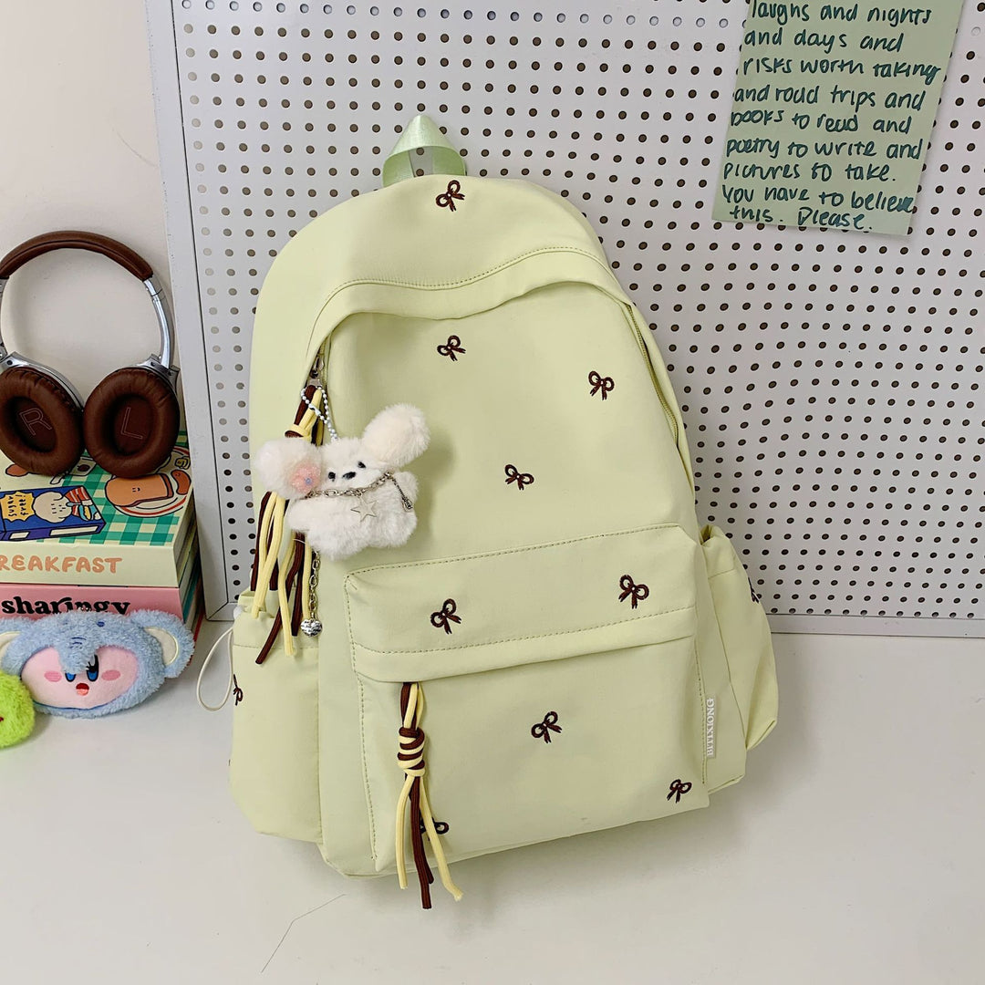 Backpack with Charming Bow Design and Practical Compartments Kalsten