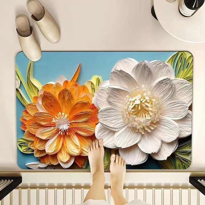 Floral-Themed Memory Foam Bathroom Mat Kalsten