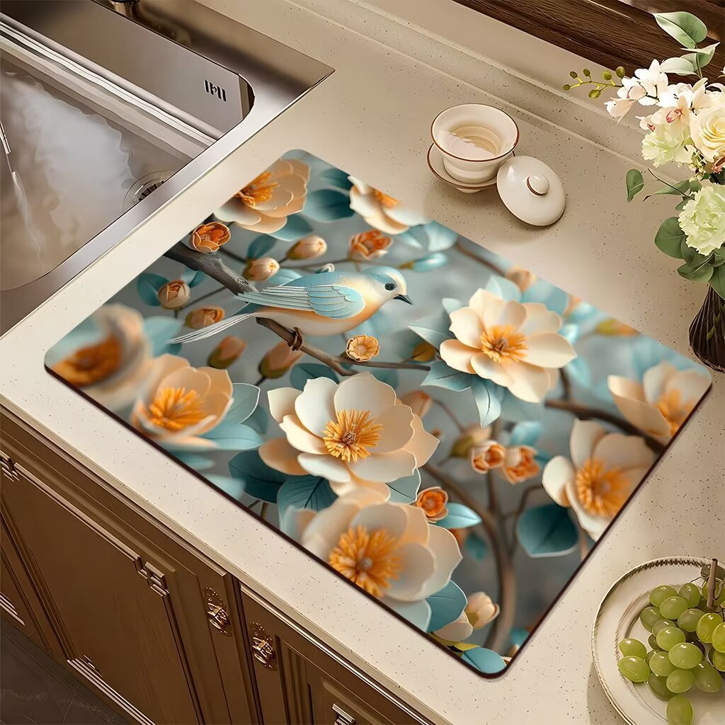 Artistic Floral Design Kitchen Mat Kalsten