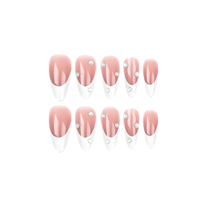 Elegant artificial nails with transparent design and pearlescent effects Kalsten