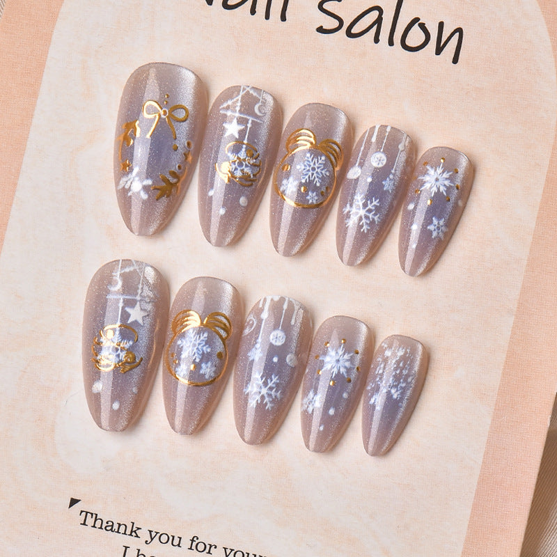 Festive Holiday-Themed Press-On Nail Art