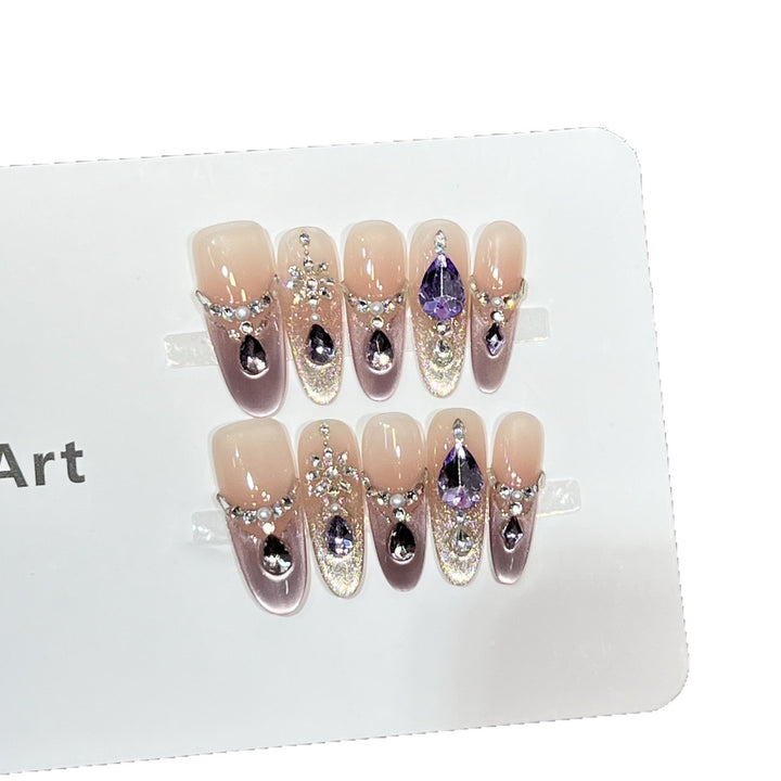 Glamorous Stiletto Nail Art with Rhinestones Kalsten