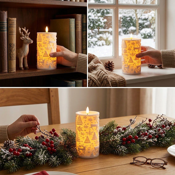 LED Christmas Candle with Festive Design