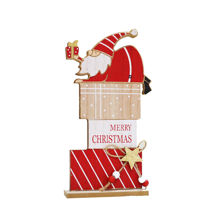 Wooden Christmas Sleigh and Reindeer Decoration