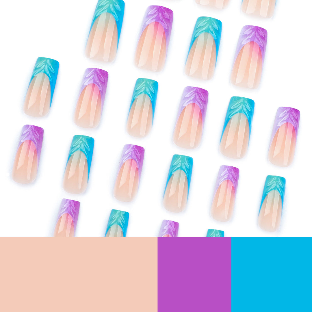 Artificial nail extensions with unique Amazon River design Kalsten
