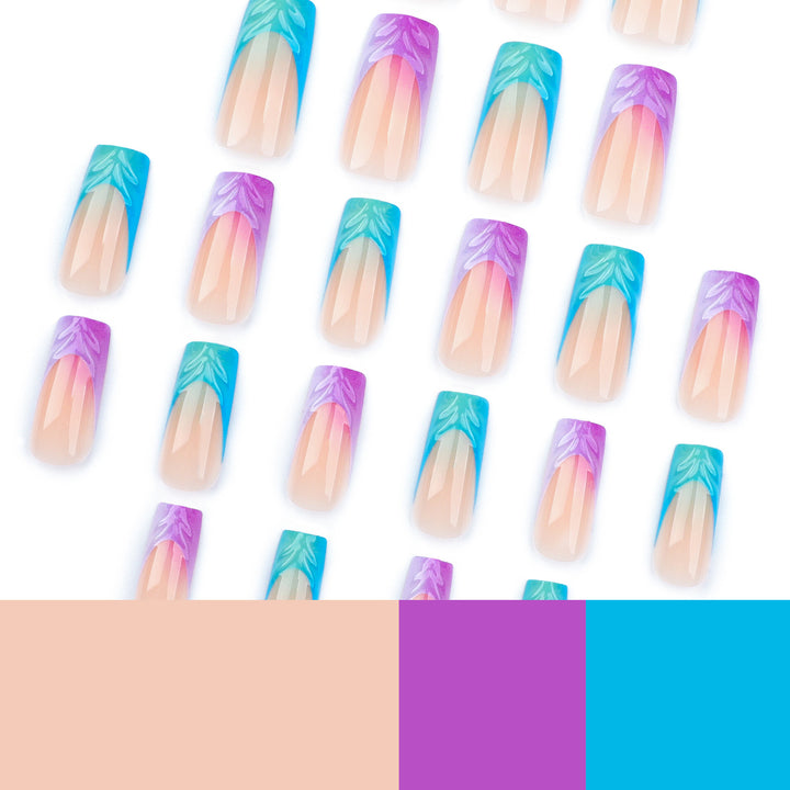 Artificial nail extensions with unique Amazon River design Kalsten