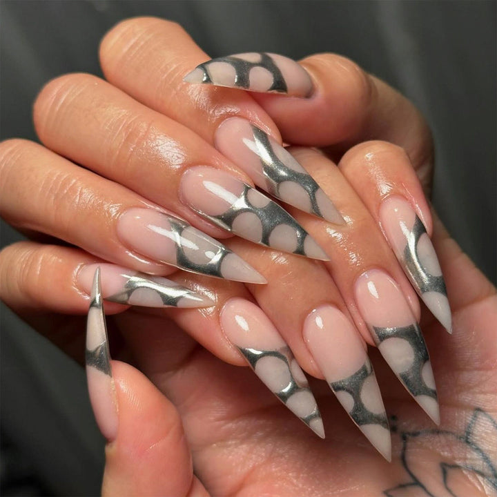 Artful stiletto nails with modern design Kalsten