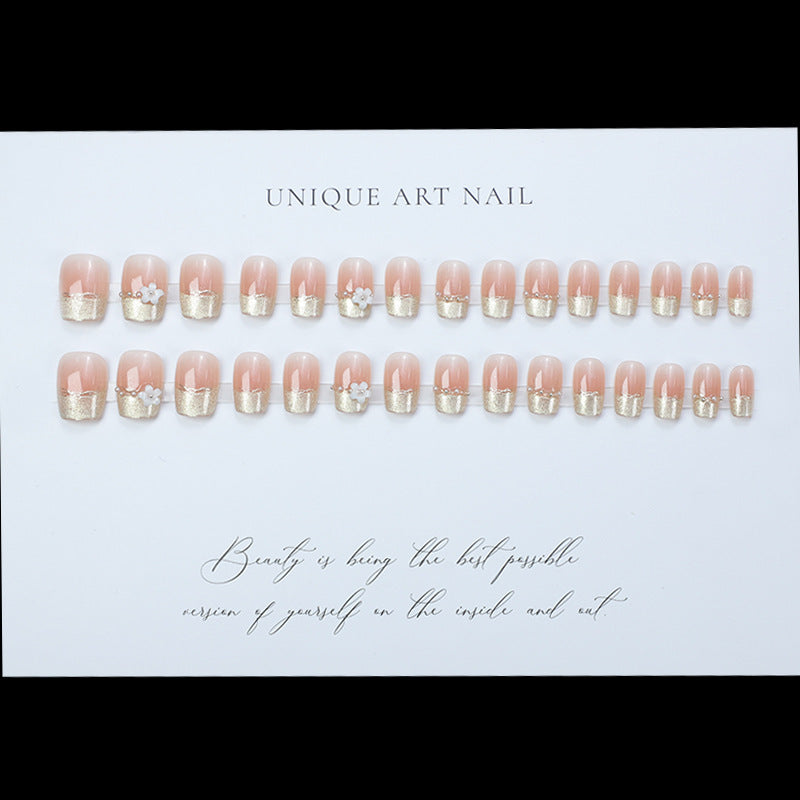 Decorative Press-On Nail Extensions with Floral Accents Kalsten