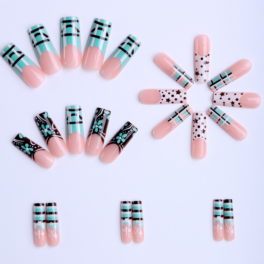 Artificial nails with creative geometric and floral design Kalsten