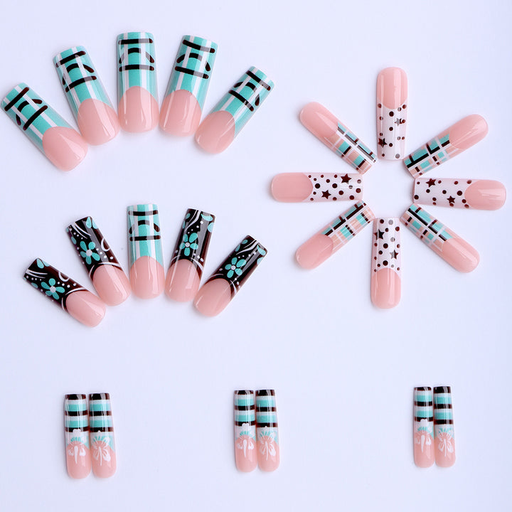 Artificial nails with creative geometric and floral design Kalsten