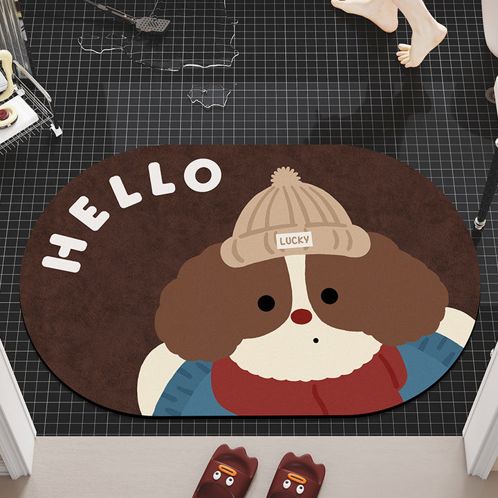 Cartoon Dog-Themed Bath Mat Kalsten