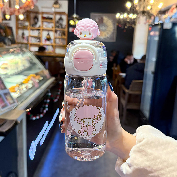 Women's water bottle with interactive lid and cute character design Kalsten
