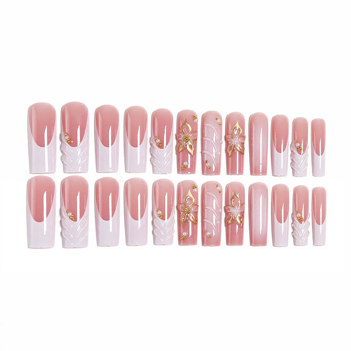 Artificial nails with elegant flower embellishments Kalsten