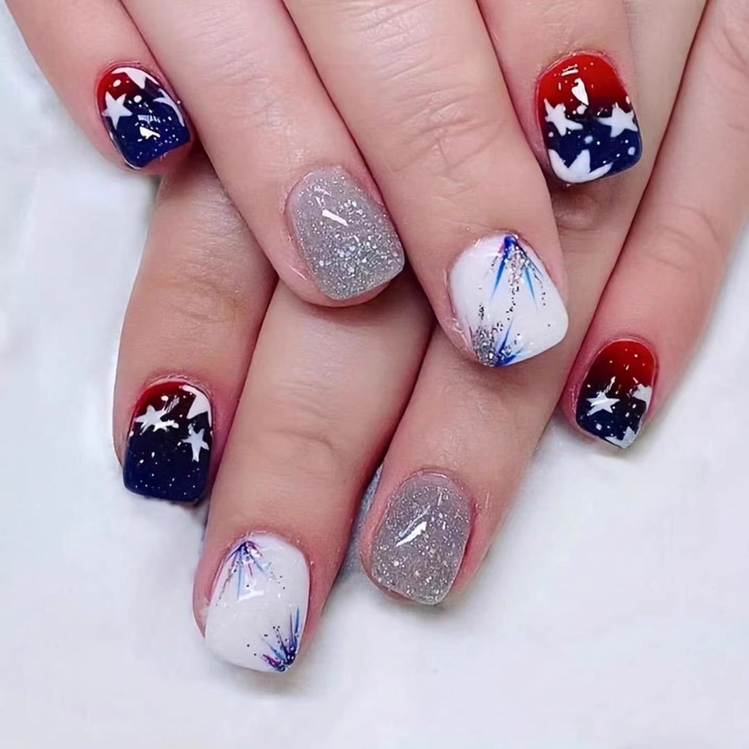 Patriotic Gel Nail Art Extensions Kalsten