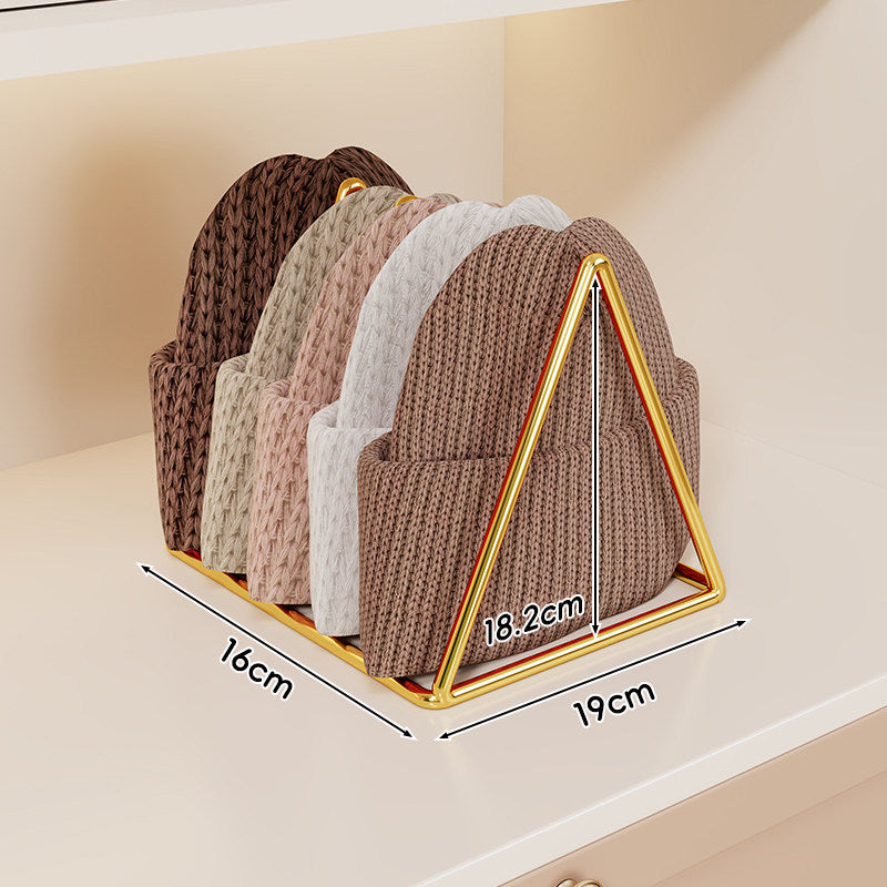 Triangular Metal Multi-Slot Knit Hat and Beanie Organizer Rack