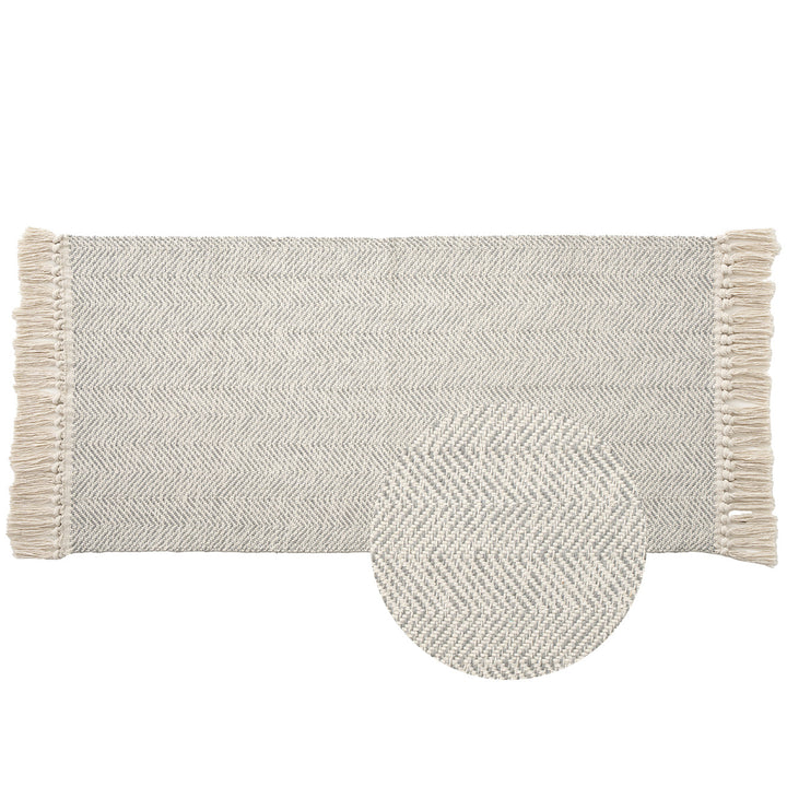 Braided runner rug with herringbone pattern and fringe edge Kalsten