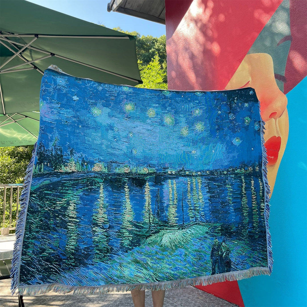 Artistic Woven Landscape Throw Blanket