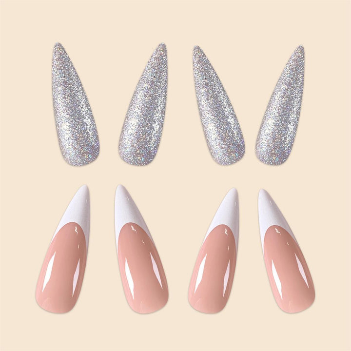 Glamorous Stiletto Nail Extensions with Glitter